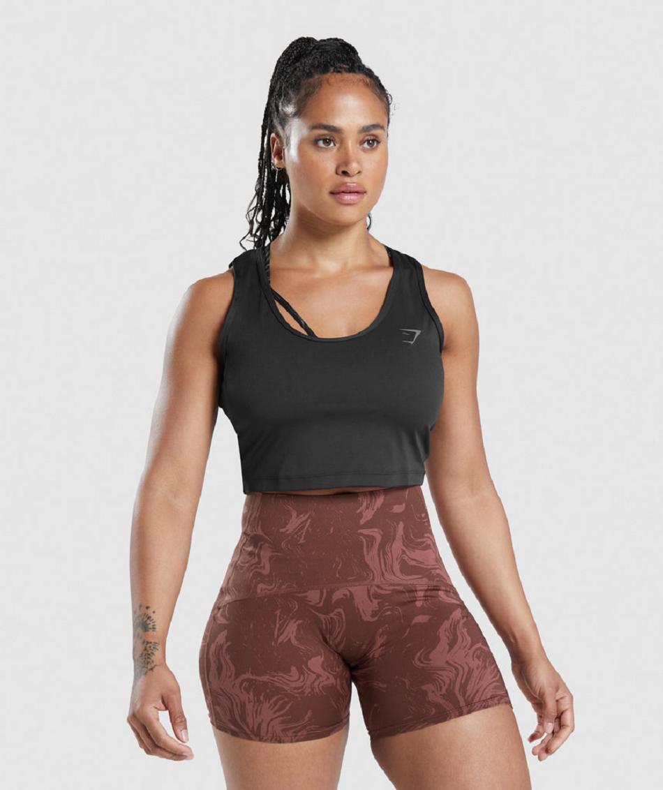 Camiseta Tirantes Gymshark Gs Power Open Back Cropped Mujer Negras | CO 2402NWY